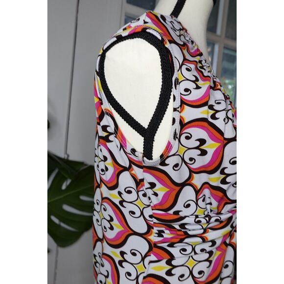 My Michelle Women's 70's Retro Inspired Multicolor Sleeveless Blouse SZ Medium - Picture 3 of 8